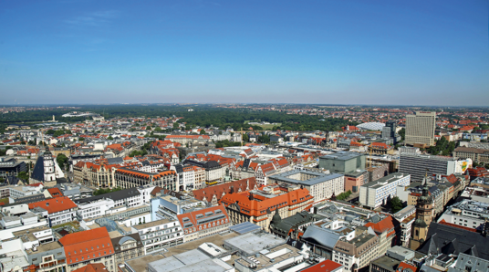 Luftbild der Stadt Leipzig