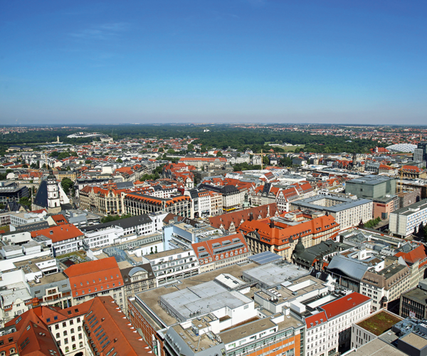 Luftbild der Stadt Leipzig