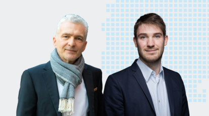 Wissenschaftlicher Manager des Projektes KI-Rechenzentrum Leipzig, Sebastian Frericks, und Dieter Lehmann, CIO der Universität Leipzig.